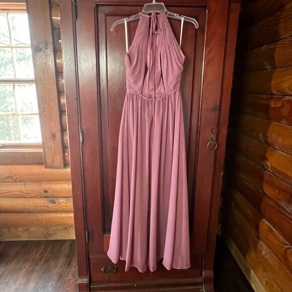 Bari Jay Double-Lined Sleeveless Backless Dusty Mauve Bridesmaid/Prom Gown, Sz 2 - Picture 2 of 14